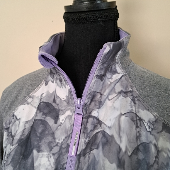 Mondetta Active Jacket Full Zip Stretch Performance Top Medium Grey Purple - Picture 9 of 13